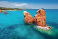 Summer seascape Turquoise sea water with beautiful rocks closeup. Island of sardinia in Italy Royalty Free Stock Photo