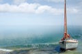 Summer Seaside Background with sailing boat