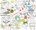 Summer season doodles elements. Royalty Free Stock Photo