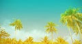 Summer season of holiday as the Tropical paradise design banner of palm tree which Coconut gradient sun and silhouette of palm