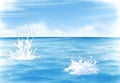 Sea landscape and blue sky with stong wind