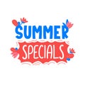 Summer specials ad text on white.