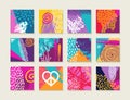 Summer set of colorful cards with happy designs Royalty Free Stock Photo