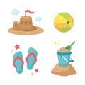 Summer Set. Cute summer icons collection. Summertime elements. Beach holidays elements. Kids Beach games icons Royalty Free Stock Photo