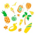 Summer set with hand drawn elements. Vector