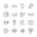 Summer set icon vector. Line recreation collection symbol isolated. Trendy flat outline travel ui s Royalty Free Stock Photo