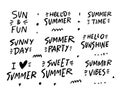 Summer Set Phrases. Modern typography lettering. Black colorvector illustration. Royalty Free Stock Photo