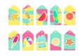Summer set of sale and gift tags, labels with tropical elements and stickers Royalty Free Stock Photo