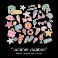 Summer set.Scrapbook.Fashion patch badges collection. Royalty Free Stock Photo
