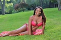 Summer - black woman in bikini Royalty Free Stock Photo