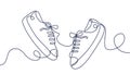 Summer shoes continuous line concept