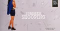 ` Summer Shopping` Young girl posing on summer shopping promotional banner templates. Royalty Free Stock Photo