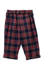 Summer shorts insulated. Close-up of a stylish fashionable plaid shorts with elasticated waistband. Back view. Tartan plaid fabric