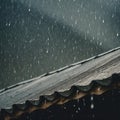 Summer shower rain, raindrops falling of the roof Royalty Free Stock Photo