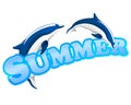 Summer sign with dolphins