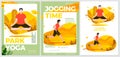 Vector summer sport posters set - yoga and running