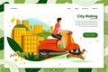 Vector illustration - man on motorbike with dog Royalty Free Stock Photo