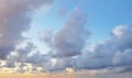 Summer sky, cloud and sun light. Romantic atmosphere sunrise horizon cloudscape skyline Royalty Free Stock Photo