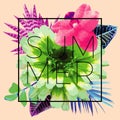 Summer slogan. Trendy floral print