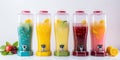 Summer Slush Machine with Multi-colored Chilled Drinks. Generative ai