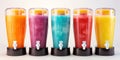 Summer Slush Machine with Multi-colored Chilled Drinks. Generative ai