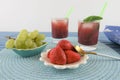 Summer smoothie cold drink in red berry and grape flavor Royalty Free Stock Photo