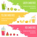 Summer smoothie. Horizontal banners of various smoothie drinks Royalty Free Stock Photo