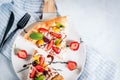 Summer snacks. Fruit pizza Royalty Free Stock Photo