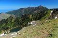 Summer Snowfields and Tarn from Hurricane Hill, Olympic National Park, UNESCO Site, Washington State, Pacific Northwest, USA