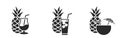 summer soft drink and beach beverage icons. cocktail and pineapple symbols. isolated vector image in simple style Royalty Free Stock Photo