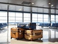 Summer Sojourn. Suitcases Line Up for Takeoff in Airport Terminal