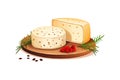 Summer solstice. Traditional Latvian food Cumin cheese. Vector illustration design