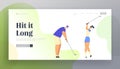 Summer Spare Time, Luxury Recreation, Golfing Website Landing Page, People Playing Golf on Course, Hitting Ball to Hole