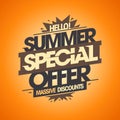 Summer special offer, massive discounts, summer sale web banner