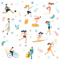 Summer Sport Activities Seamless Pattern, Print