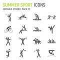 Summer sport glyph icon set