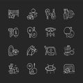 Summer sports and camp activities chalk white icons set on dark background Royalty Free Stock Photo