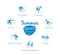 Summer sports icons set, 4 of 6, vector illustration, template Royalty Free Stock Photo