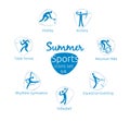 Summer sports icons set, 5 of 6, vector illustration, template Royalty Free Stock Photo