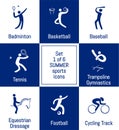 Summer sports icons set, 1 of 6, vector illustration, vector template Royalty Free Stock Photo