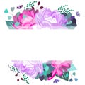 Vector summer,spring frame, template with pions, flowers, succulents, leaves,foliage. Trendy,romantic,elegant,soft design. Isolate