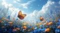 summer spring meadow butterfly Royalty Free Stock Photo