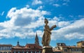 Summer Statue Ponte Bridge Santa Trinita Arno River Florence Italy Royalty Free Stock Photo