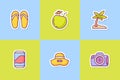 Summer sticker icon icons set collection package with color outline style Royalty Free Stock Photo