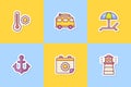 Summer sticker icon icons set collection package with color outline style Royalty Free Stock Photo