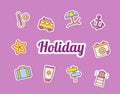 Summer sticker icon icons set collection package summer sticker icon icons set collection package purple Royalty Free Stock Photo