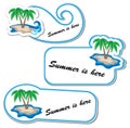Summer sticker set with palm tree