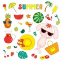 Summer stickers with bunny Royalty Free Stock Photo
