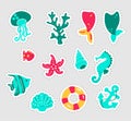 Summer stickers set. Fun stickers design vector in summer holidays concept. Summer labels, logos, hand drawn tags and Royalty Free Stock Photo