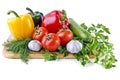 Summer still life consisting of vegetables isolated over white Royalty Free Stock Photo